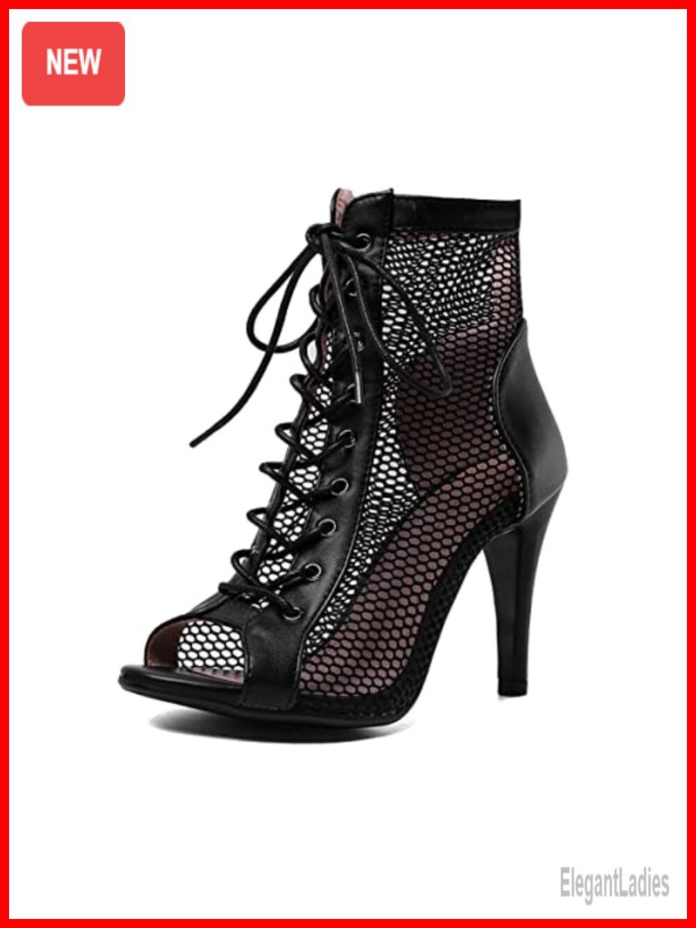 Peep Toe Ankle Boots Lace Up Stiletto Heels Dance Pumps